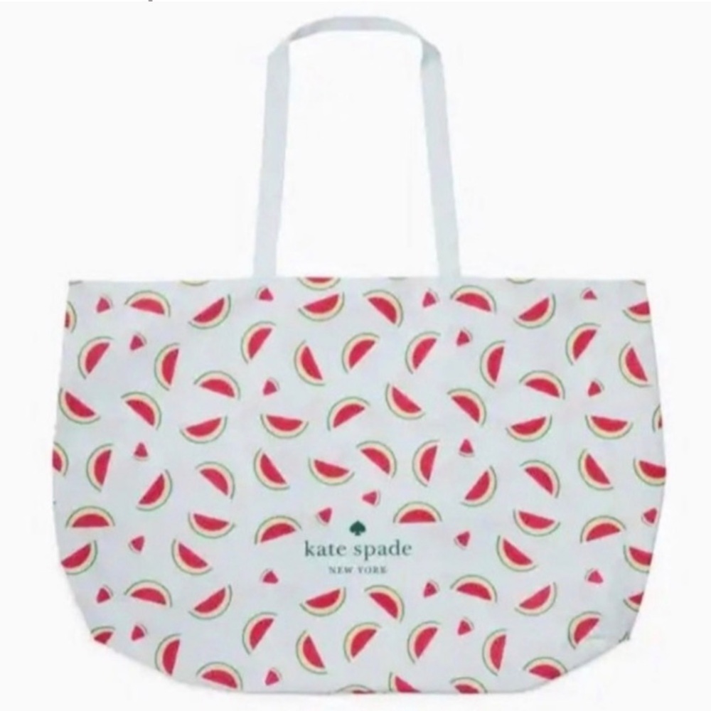 kate spade White Tote with Pink and Green Watermelon Print